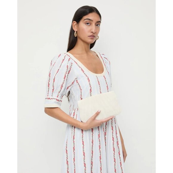 Loeffler Randall Brit Flat Pleated Pouch in Pearl New Womens Clutch Shoulder - Picture 13 of 15